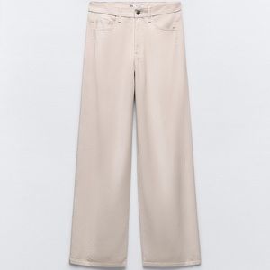 ZARA TRF HIGH-WAISTED WIDE LEG SHINY PANTS NEW 0